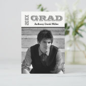 Noir/Blanc Grad - 3x5 Faire-part de graduation (Debout devant)