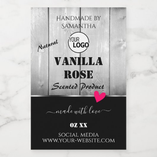 Noir Blanc Grain Produit Étiquette Coeur Logo (Étiquettes simples)