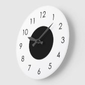 Noir Blanc Grand Noir Nombres Mur Horloge (Angle)