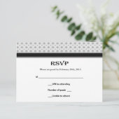 Noir Blanc Gris Fleur de Lis Mariage Cartes RSVP (Debout devant)