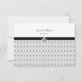 Noir Blanc Gris Fleur de Lis Mariage Cartes RSVP (Dos)