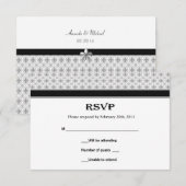 Noir Blanc Gris Fleur de Lis Mariage Cartes RSVP (Devant / Derrière)