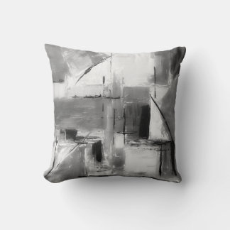 Noir Blanc & Gris Mod Décor Abstrait Coussin