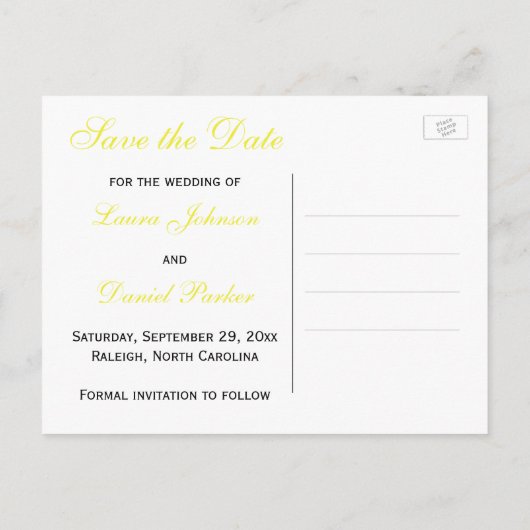 Noir, Blanc, Jaune Damas Enregistrer la carte Date (Dos)