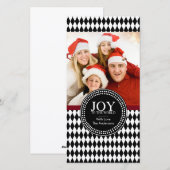 Noir Blanc "JOIE AU MONDE" Carte photo de vacances (Devant / Derrière)