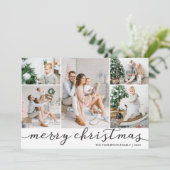 Noir Blanc Joyeux Carte photo de Noël Cinq photos (Debout devant)