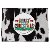 Noir Blanc Joyeux Noël Noir Grand Sac Cadeau (Devant)