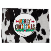 Noir Blanc Joyeux Noël Noir Grand Sac Cadeau (Dos)