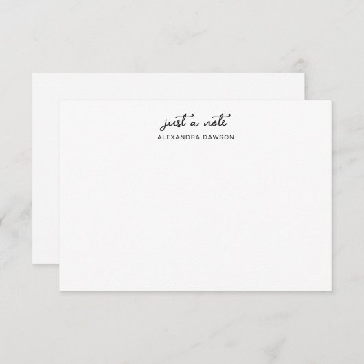 Noir Blanc Juste Un Nom De Note Script Carte Note (Devant / Derrière)