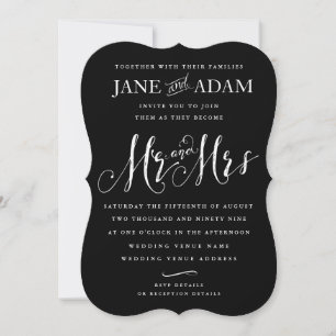 Noir Blanc M & Mme Faire-part de mariage de typogr