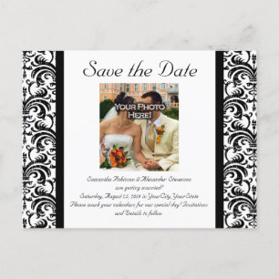 Noir/Blanc Mariage Enregistrer la date Photo Carte