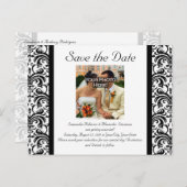 Noir/Blanc Mariage Enregistrer la date Photo Carte (Devant / Derrière)