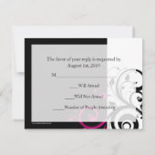 Noir +Blanc Mariage Tourbillon Correspondance RSVP (Dos)