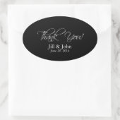 Noir Blanc Merci Mariage Favoriser Sticker Oval (Sac)