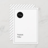 Noir blanc minimaliste mariage moderne merci (Devant / Derrière)
