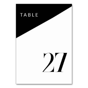Noir blanc moderne asymétrique Numéro de table