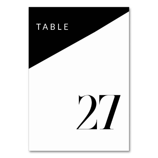 Noir blanc moderne asymétrique Numéro de table (Dos)