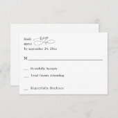 Noir & Blanc Moderne Calligraphie 3 pas Repas RSVP (Devant / Derrière)