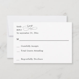 Noir & Blanc Moderne Calligraphie 3 pas Repas RSVP