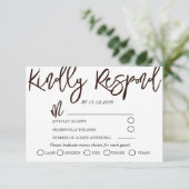 Noir & Blanc moderne Calligraphie Mariage RSVP (Debout devant)