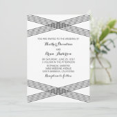 Noir Blanc Moderne Déco Mariage Invitation (Debout devant)
