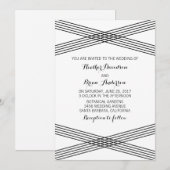 Noir Blanc Moderne Déco Mariage Invitation (Devant / Derrière)