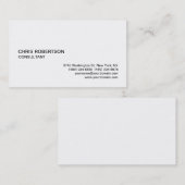 Noir Blanc Moderne Élégant Carte de visite standar (Devant / Derrière)