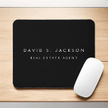 Noir Blanc Moderne Élégant Classe Professionnelle<br><div class="desc">Custom Luxury Executive Black and White Minimalist Business Mousepad (Mouse Pad) avec typographie en lettres blanches pour le monogrammed ajoutez votre propre nom et profession ou titre de travail. Vous pouvez customiser la plaque de nom professionnel Business avec votre nom et le titre de votre emploi. Veuillez contacter le concepteur...</div>
