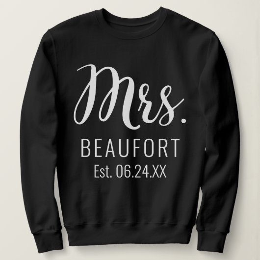 Noir & Blanc Moderne Mme Sweatshirt Pour Mariée (Design devant)