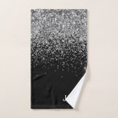 Noir Blanc moderne Script Girl Monogramme Nom (Serviette à main)