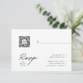 Noir & Blanc moderne Simple QR Wedding RSVP (Debout devant)