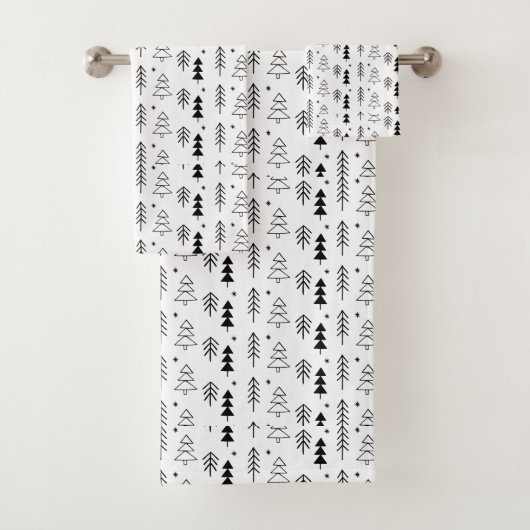 Noir Blanc Monochrome Arbres de Noël Minimal (En situation)