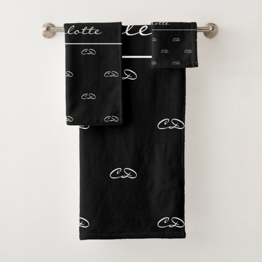 Noir blanc monogramme initiales motif nom script (En situation)