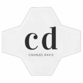 Noir blanc monogramme initiales nom minimaliste (Plat)