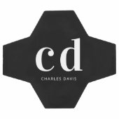 Noir blanc monogramme initiales nom minimaliste (Plat)