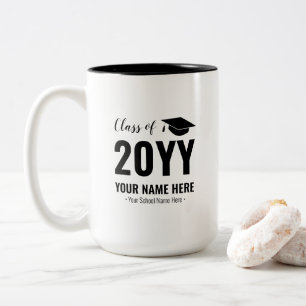 Noir & Blanc   Mug personnalisé cadeau de diplôme 