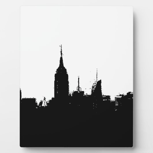 Noir Blanc New York Skyline Silhouette Plaque (Devant)
