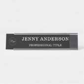 Noir Blanc Nom Titre & Logo Bureau Nom Plaque (Devant)