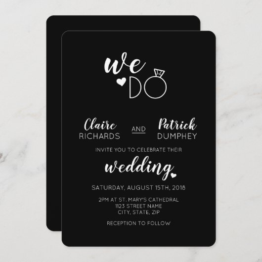 Noir & Blanc Nous faisons Faire-part de mariage de (Devant / Derrière)