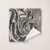 Noir Blanc & Or Chic Tourbillon Moderne Abstrait (Gant de toilette)