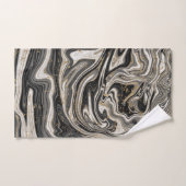 Noir Blanc & Or Chic Tourbillon Moderne Abstrait (Serviette à main)