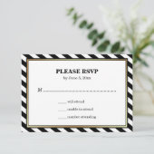 Noir Blanc Or moderne Glam Grilles Mariage RSVP (Debout devant)