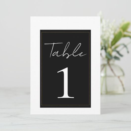 Noir Blanc Or moderne Numéro de table minimal (Debout devant)