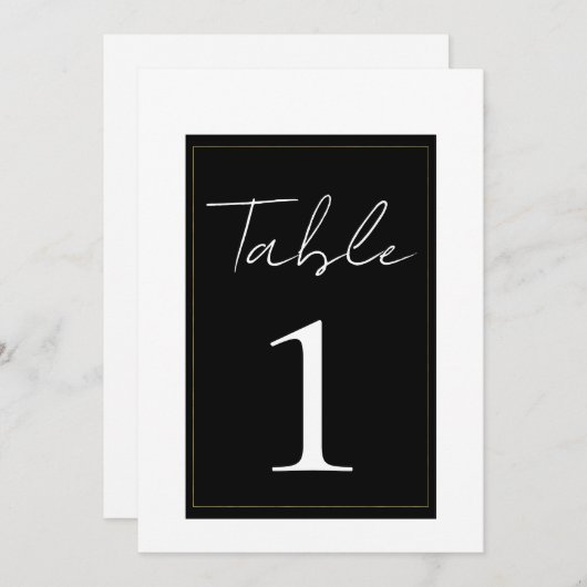 Noir Blanc Or moderne Numéro de table minimal (Devant / Derrière)