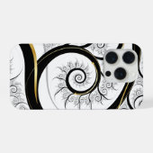 Noir Blanc Or Spirale Fractale Art de Luxe (Verso Horizontal)