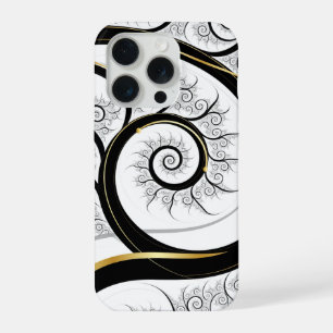 Noir Blanc Or Spirale Fractale Art de Luxe