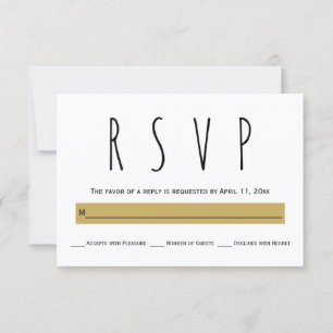 Noir, blanc, or typographie mariage moderne RSVP
