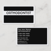 Noir blanc Orthodontiste simples cartes de visite (Devant / Derrière)
