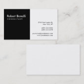 Noir Blanc Plain Moderne Consultant Carte de visit (Devant / Derrière)