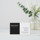 Noir Blanc Plain Moderne Consultant Carte de visit (Debout devant)